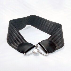 Old Navy-Material/Faux Leather-Black/Grey  Stretchy Wide Belt-M